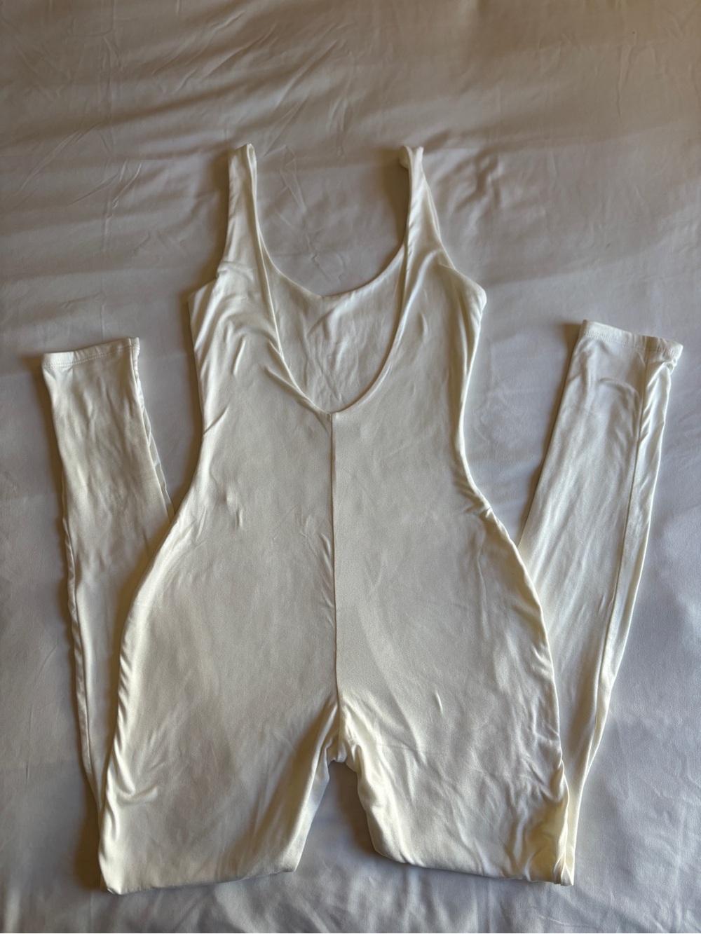 La Seduction White Buttery Soft Tank Jumpsuit Legging Bodycon Minimalist - Picture 4 of 4